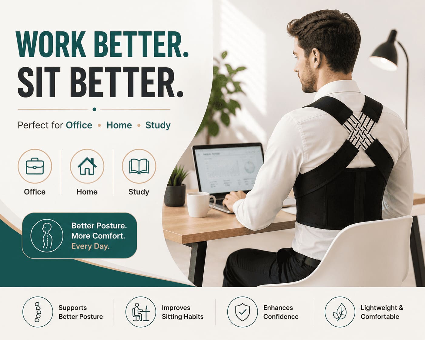 Back Brace Posture Corrector for Men and Women,Adjustable Back Posture Belt Invisible